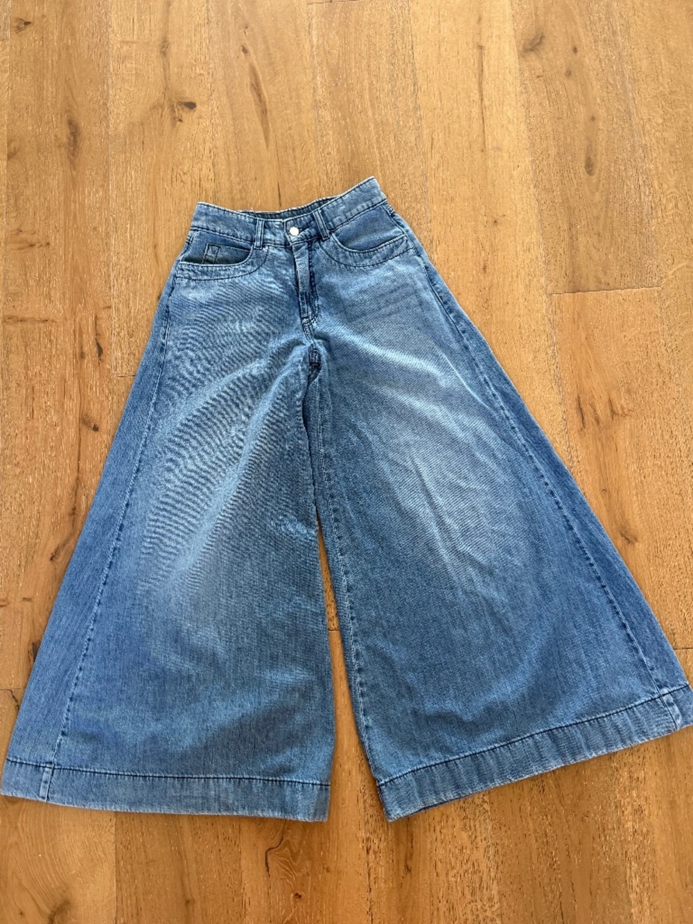Pilcro Wide-Leg Light Blue Denim Jumpsuit Pants - Picture 4 of 6